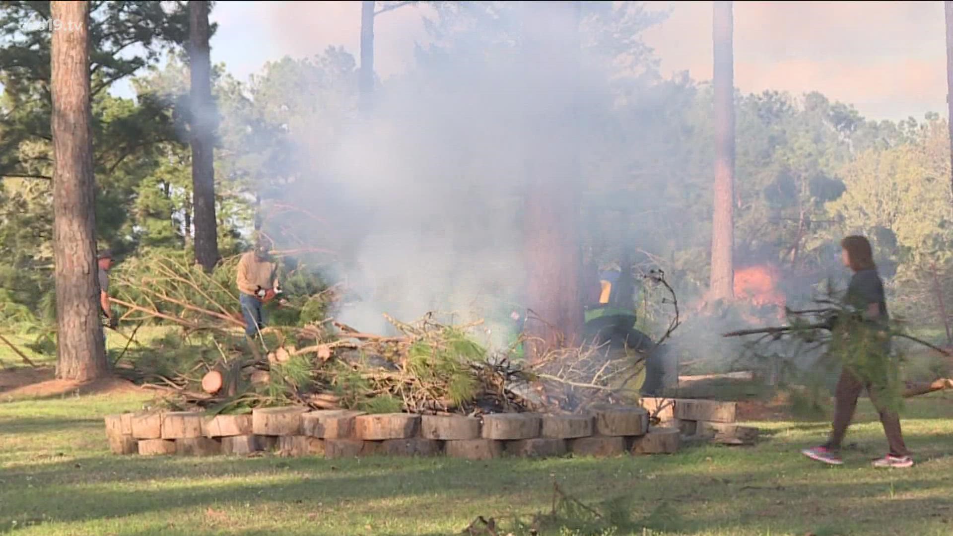 The Wednesday morning storm ripped trees from the ground and caused power outages in the neighborhood.