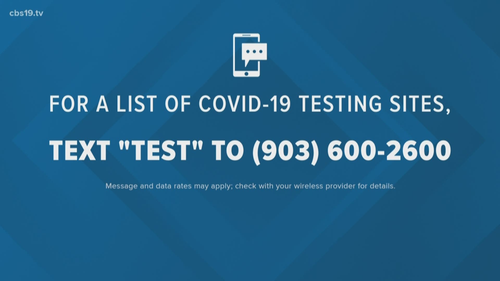 For a list of COVID-19 testing sites in East Texas, text "TEST" to (903) 600-2600.
