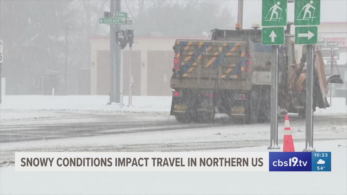 Snowy conditions impact travel in northern U.S.