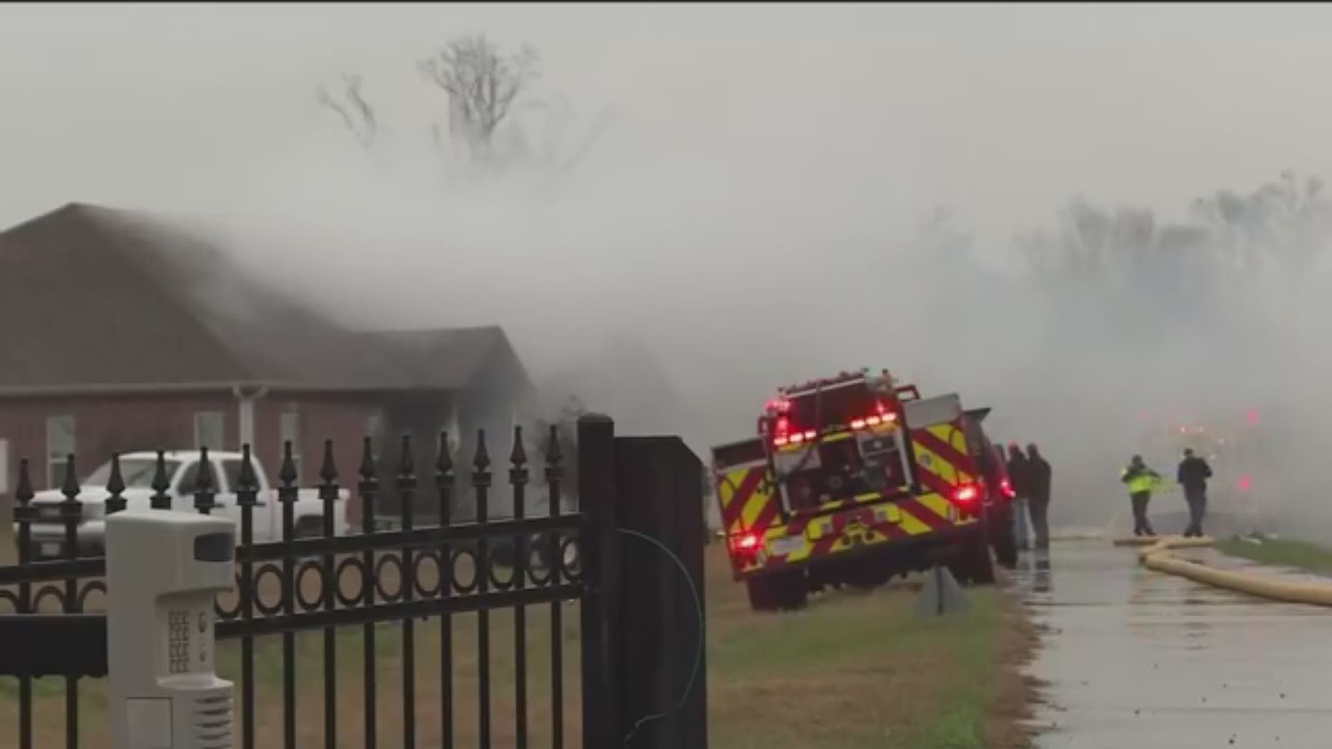 A lightning strike may be the cause of a fire that broke out in a home in Troup. Though the two homeowners escaped, their dog perished.