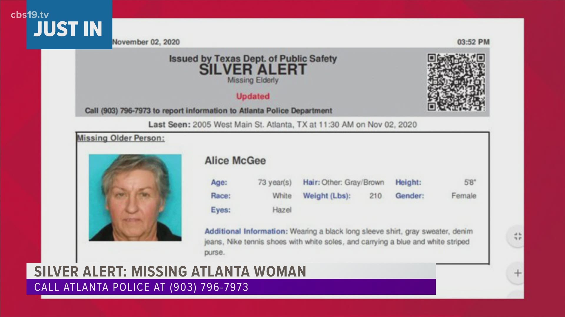 The Atlanta Police Department is searching for a missing 73-year-old woman.