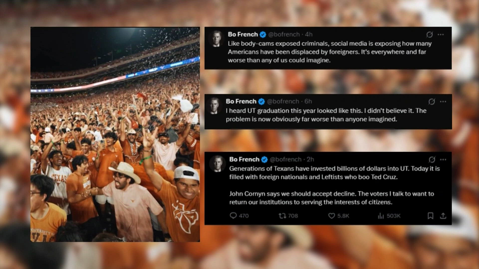 Texas GOP candidate faces backlash over comments about UT student section