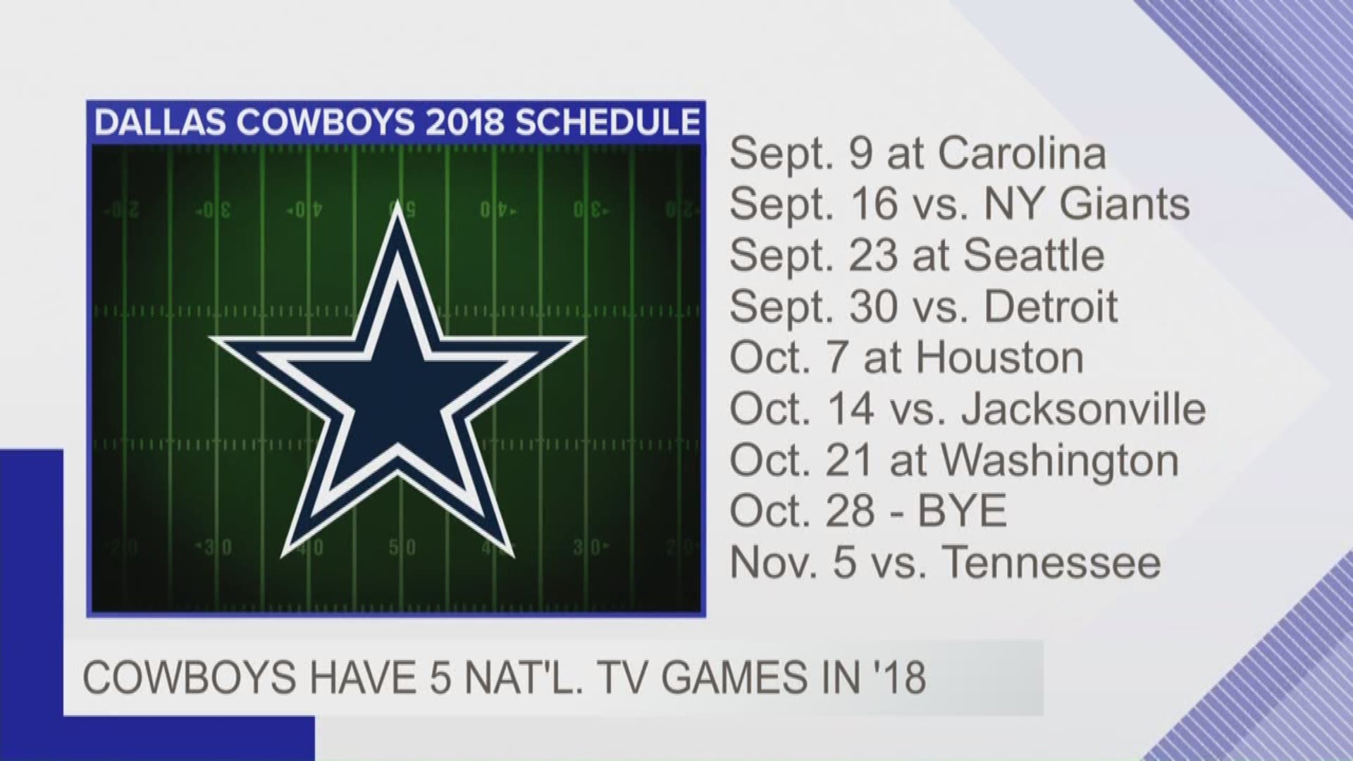 Cowboys unveil 2018 schedule