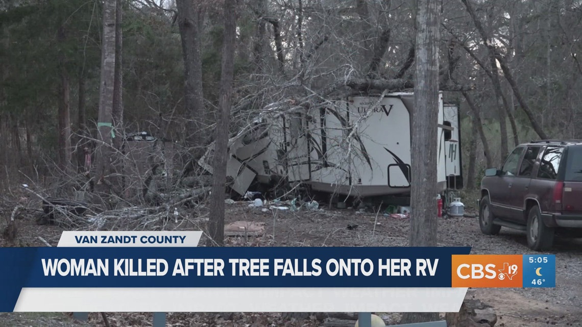Woman killed after tree falls onto RV following severe storms | cbs19.tv
