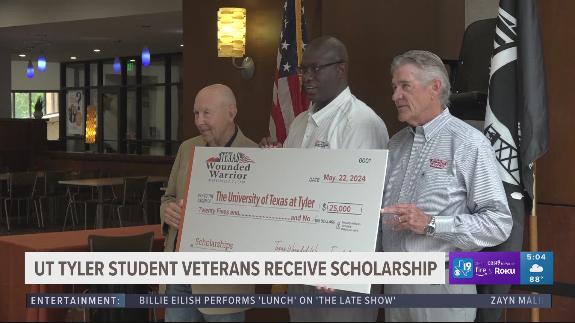 The scholarship provides $2,000, disbursed evenly between the fall and spring semesters, to the veteran.