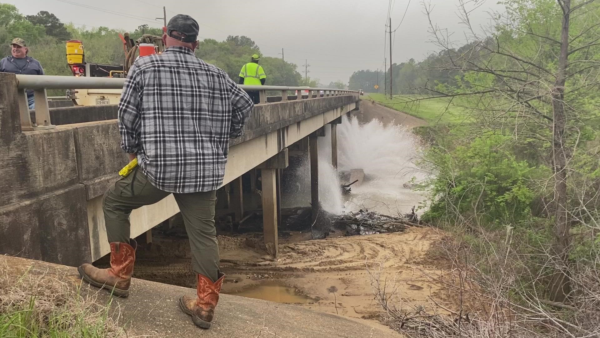 Video footage of the water main break in Longview