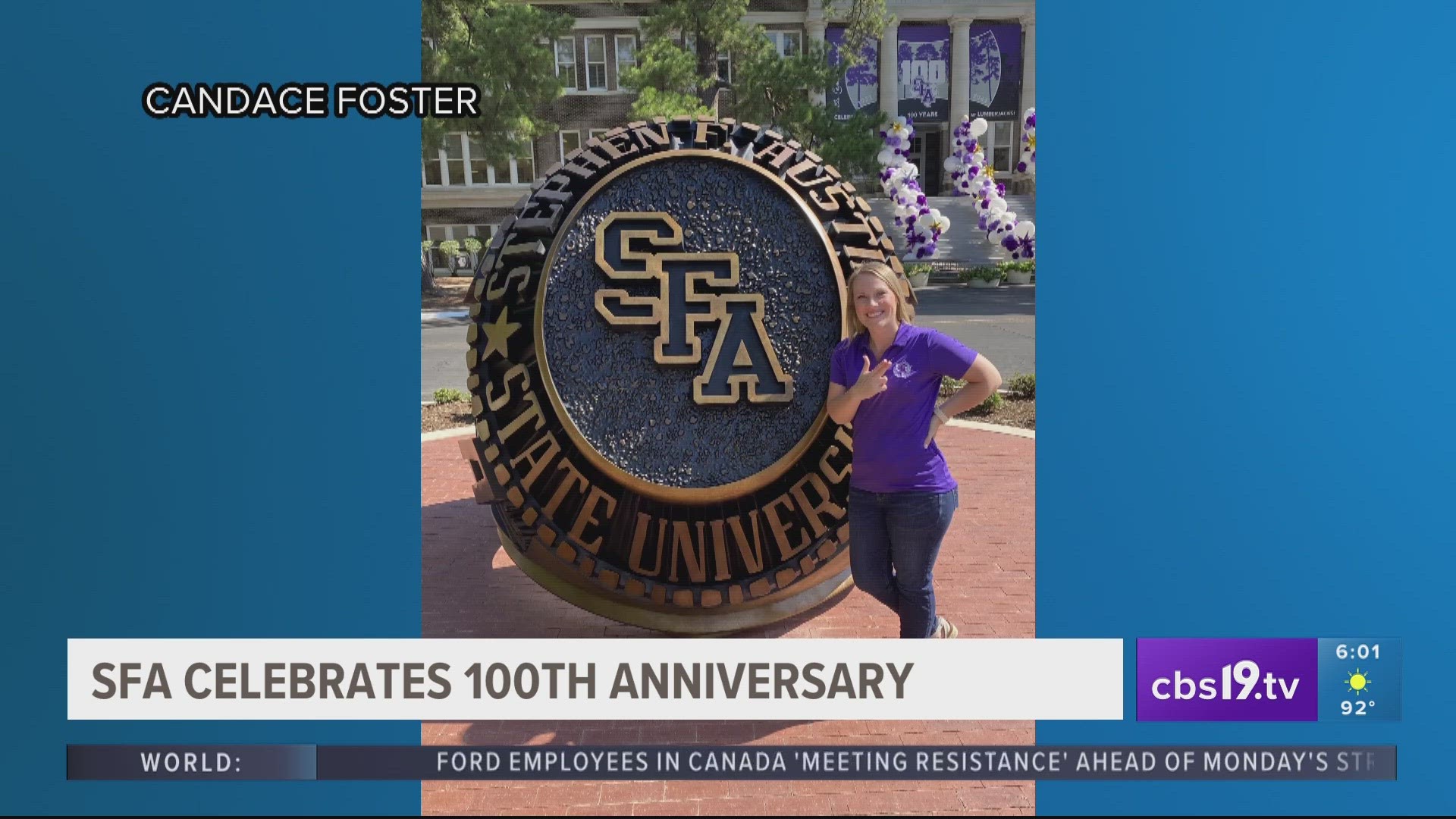 Former students had a role in making the nine-foot replica of the official SFA class ring unveiled by The Alumni Association to mark the milestone.