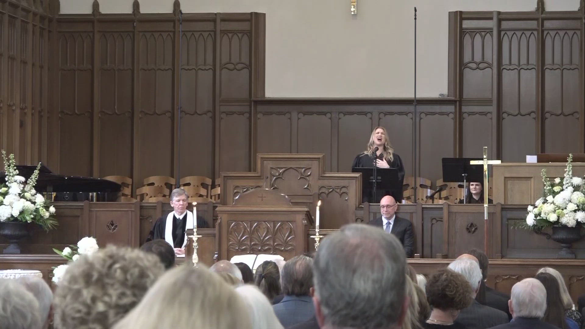 Soloist Julianne Casey performed Celine Dion's "My Heart Will Go On," which East Texan and Academy Award winner Will Jennings co-wrote, at his funeral.