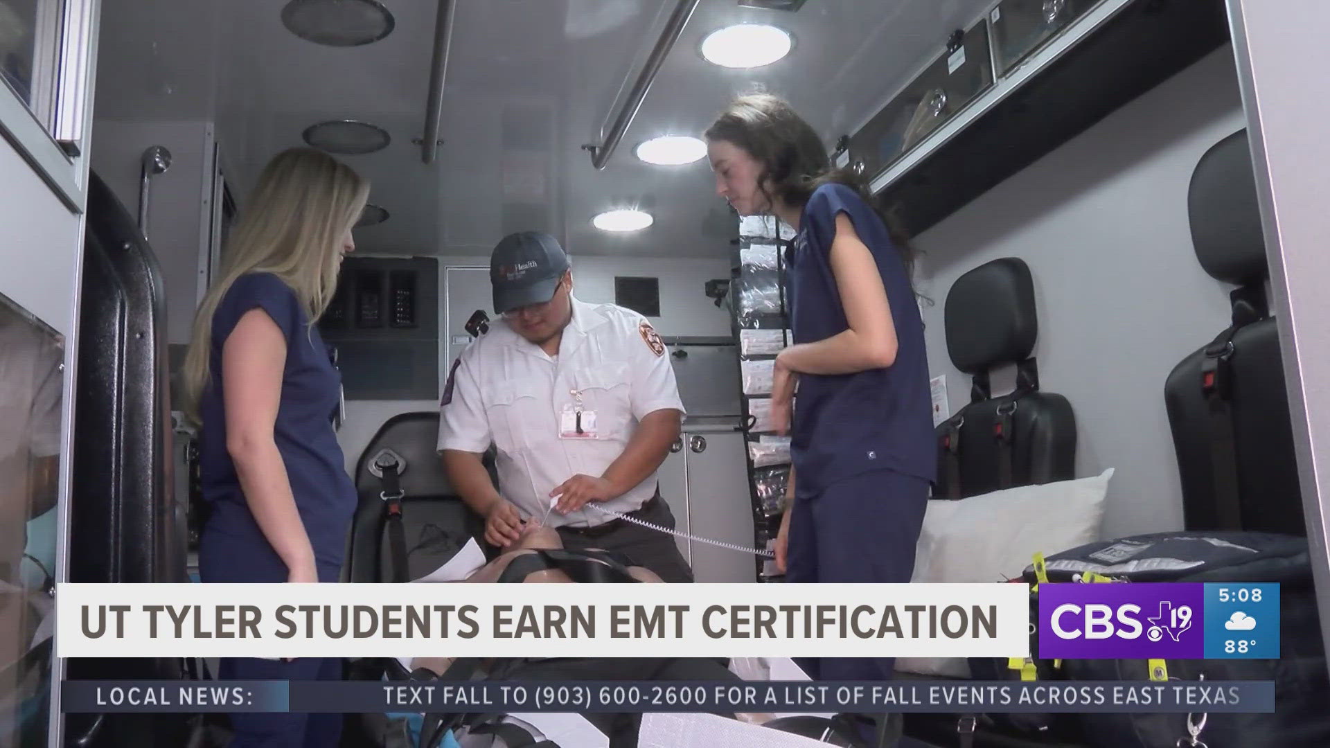 Keri Dean, UT Tyler School of Medicine student, said it's helpful to learn about different perspectives as the students gain knowledge about being an EMT. 