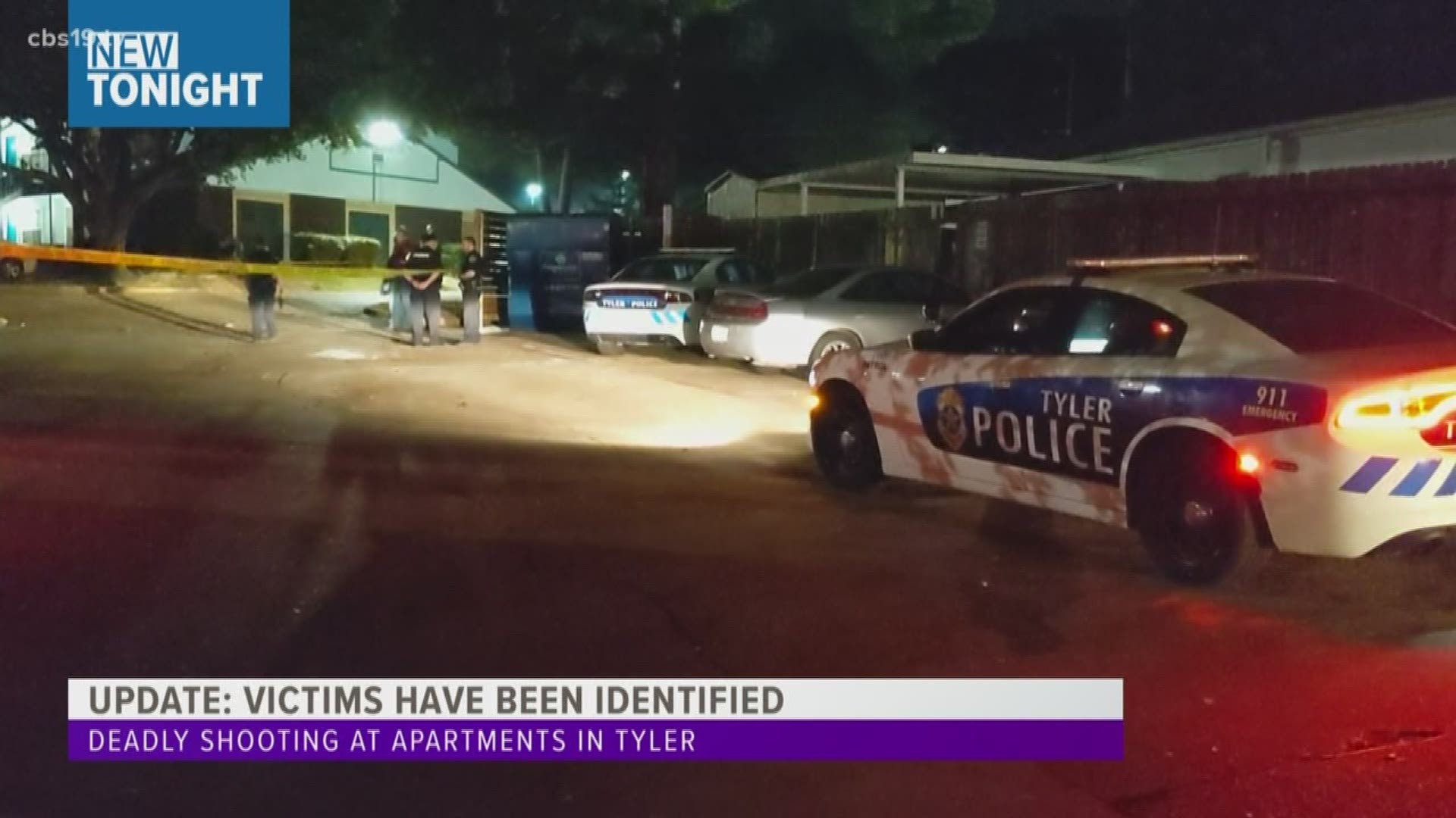 Two of the three victims in Tuesday night's shooting in Tyler have been identified by the Tyler Police Department.