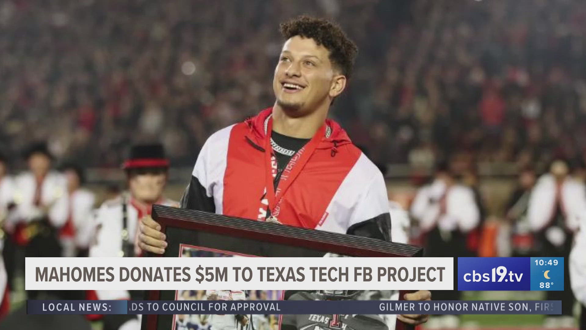 The $5 million gift from the Mahomes' goes towards the $242 million South End Zone and Dustin R. Womble Football Center project.