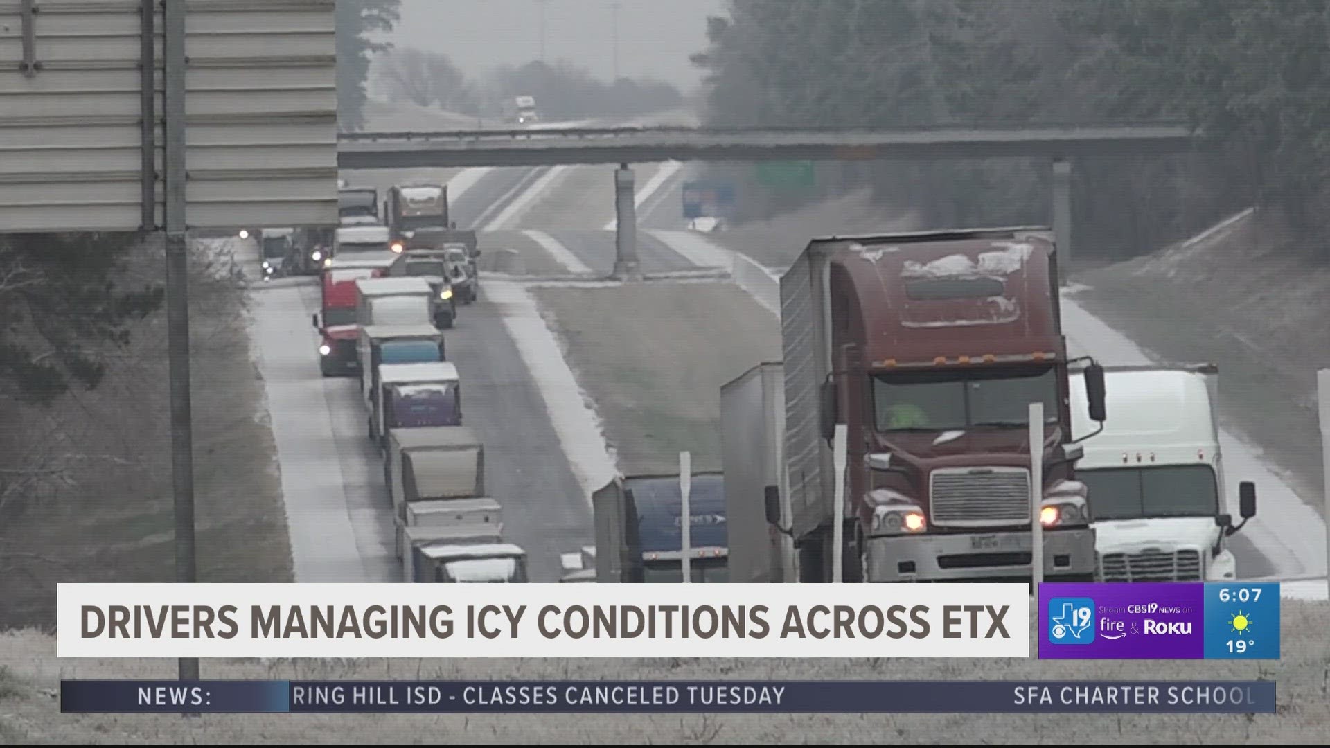 Icy conditions cause many crashes on I-20 near the Smith/Gregg County line