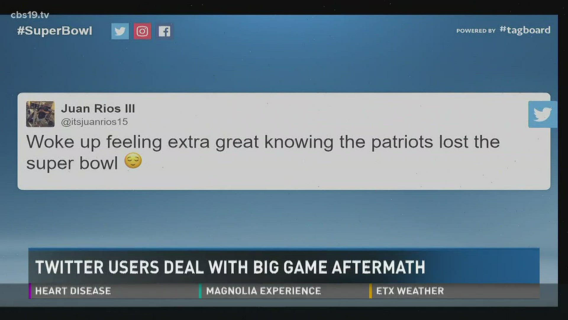 CBS 19 Tagboard: Day after the Super Bowl