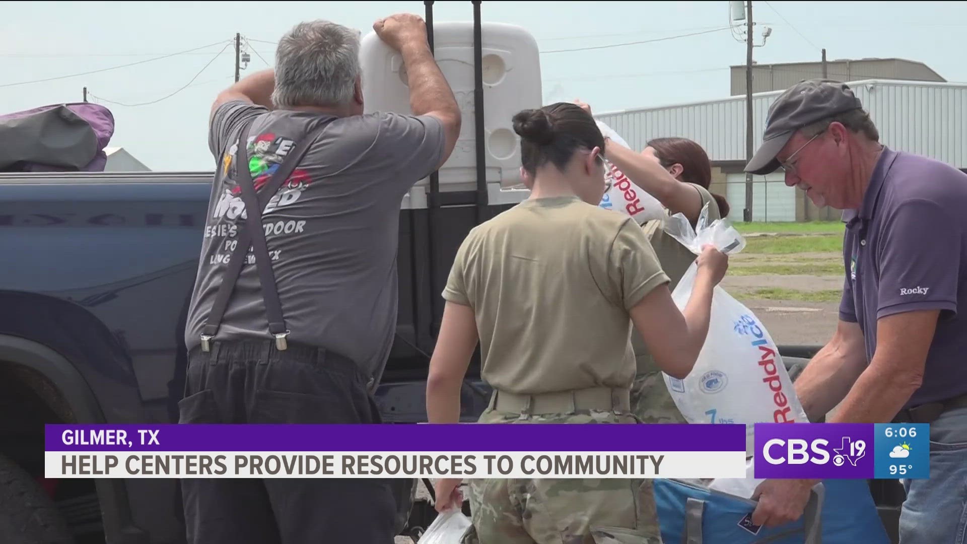 The help center provides cases of water, bags of ice and ready to eat meals for the community at Yamboree Park.