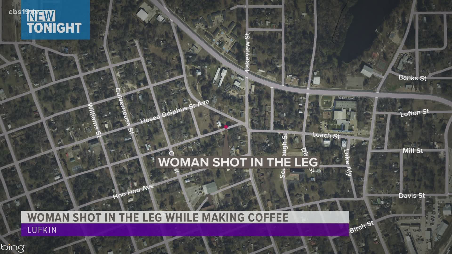 The woman was shot in the 600 block of North Avenue while she was making coffee.