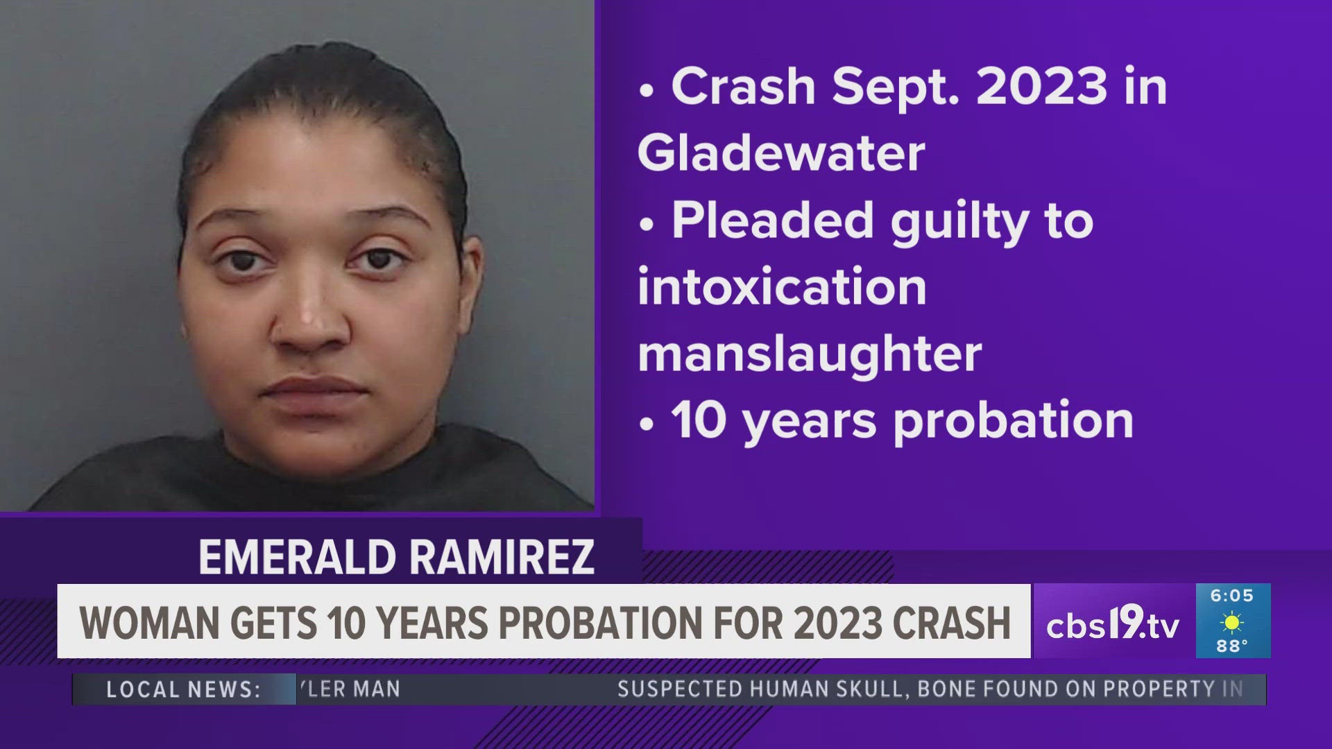 East Texas woman gets probation for deadly 2023 crash | cbs19.tv