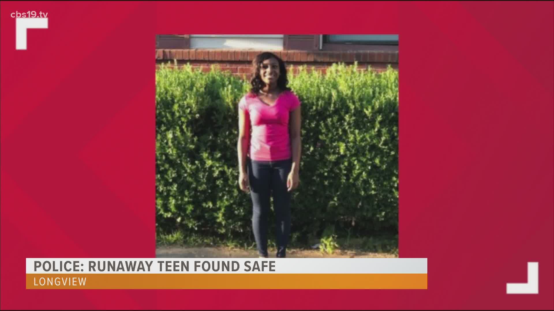 A Longview teen who was reported missing on Tuesday, Oct. 13, has been located safe.