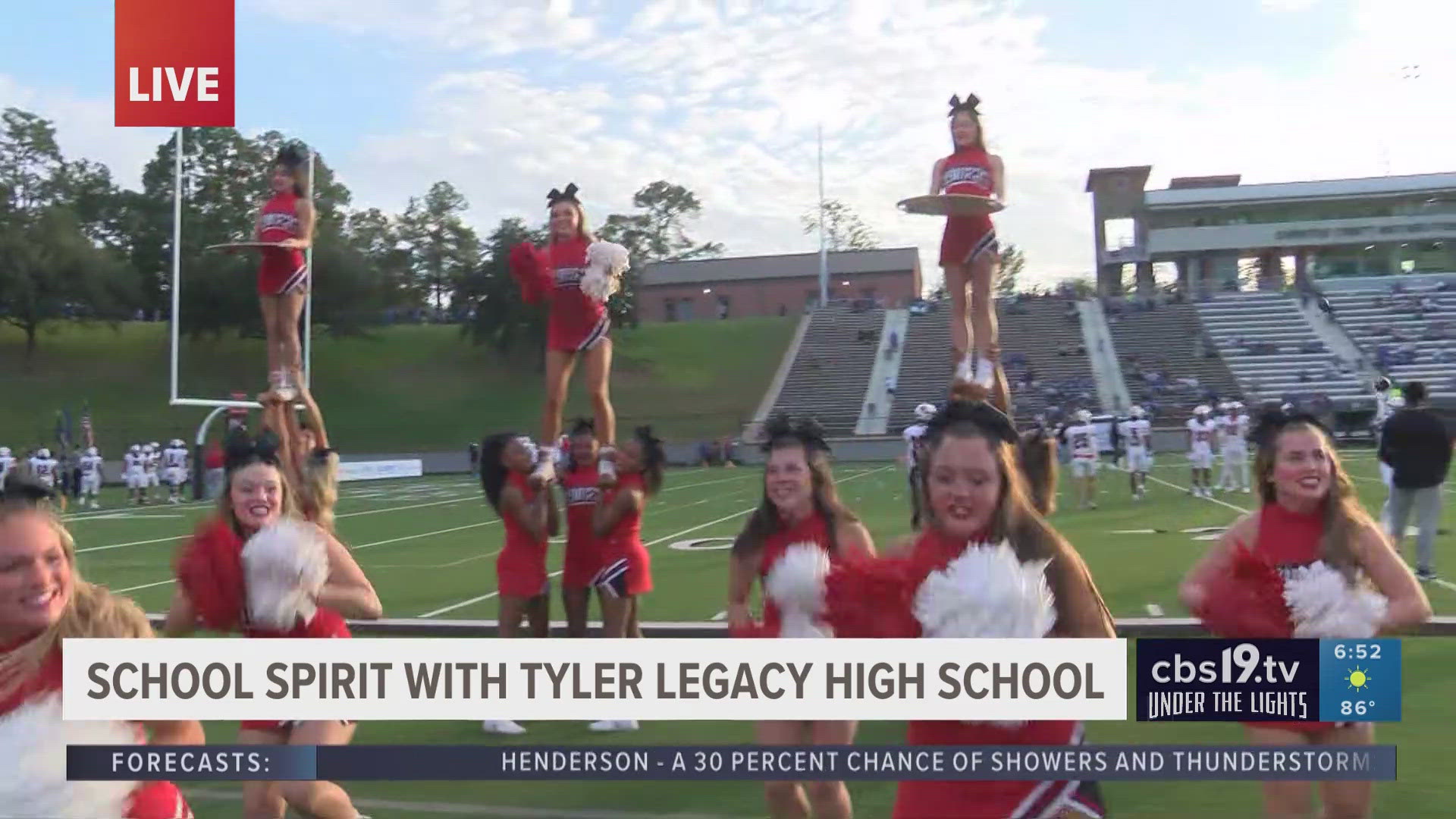 Tyler Legacy cheer shows their SPIRIT!