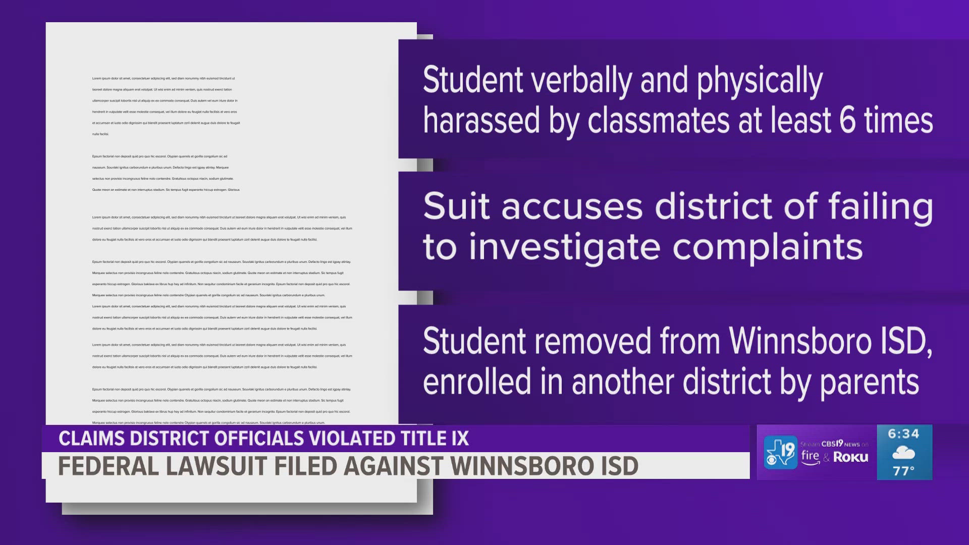 Federal lawsuit filed against Winnsboro ISD for alleged Title IX violations