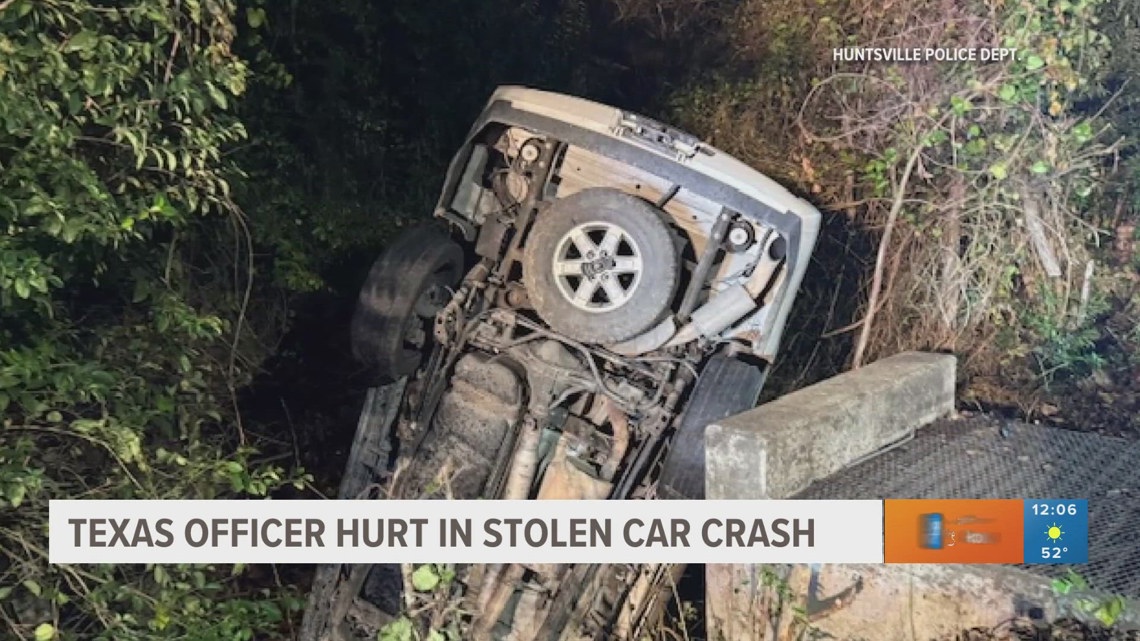 Texas officer hospitalized after suspect fleeing in stolen car crashes into police vehicle