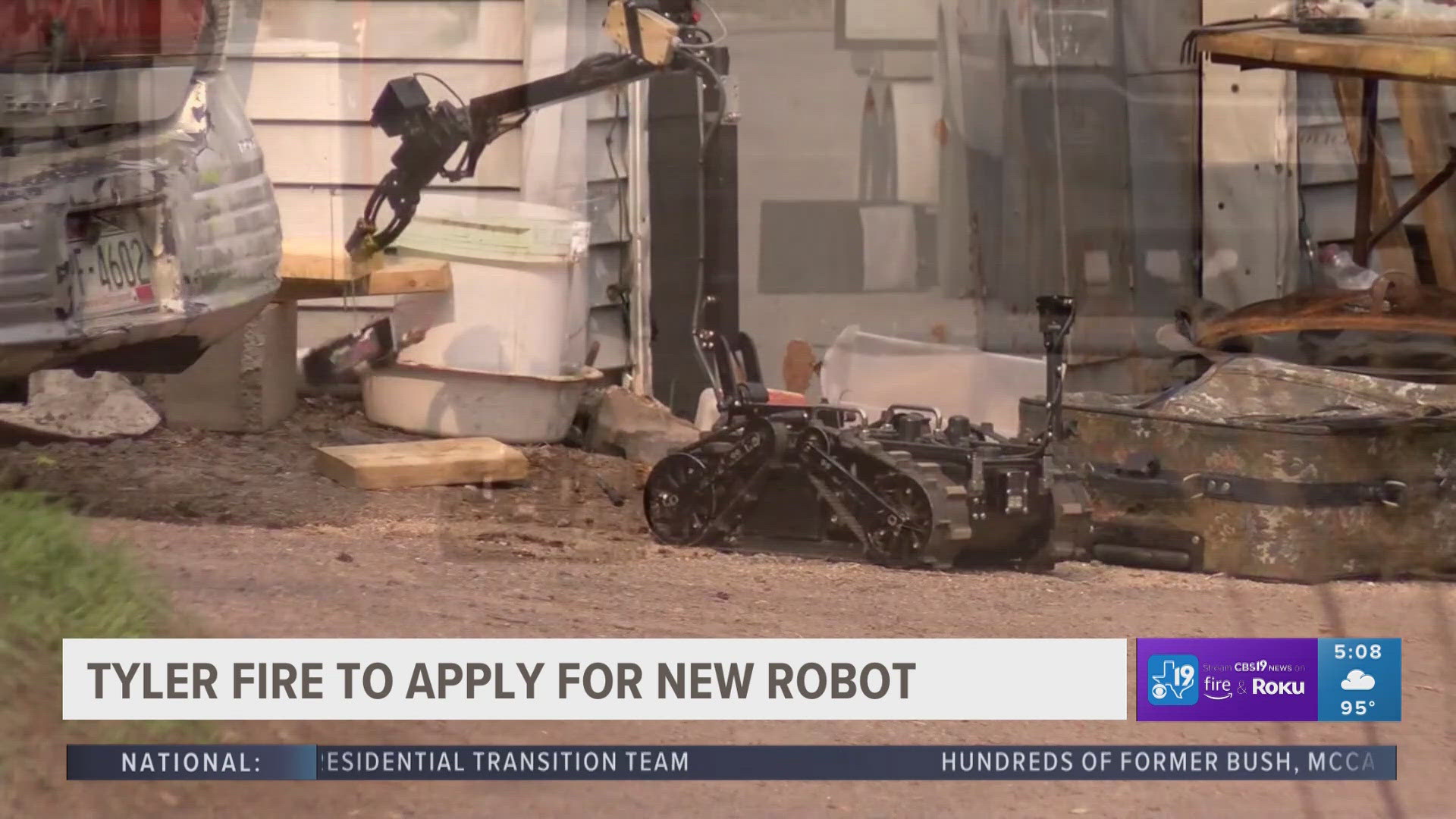 The Tyler bomb team is currently using a fully functional, full-size robot on loan from the Mesquite Fire Department Bomb Team.