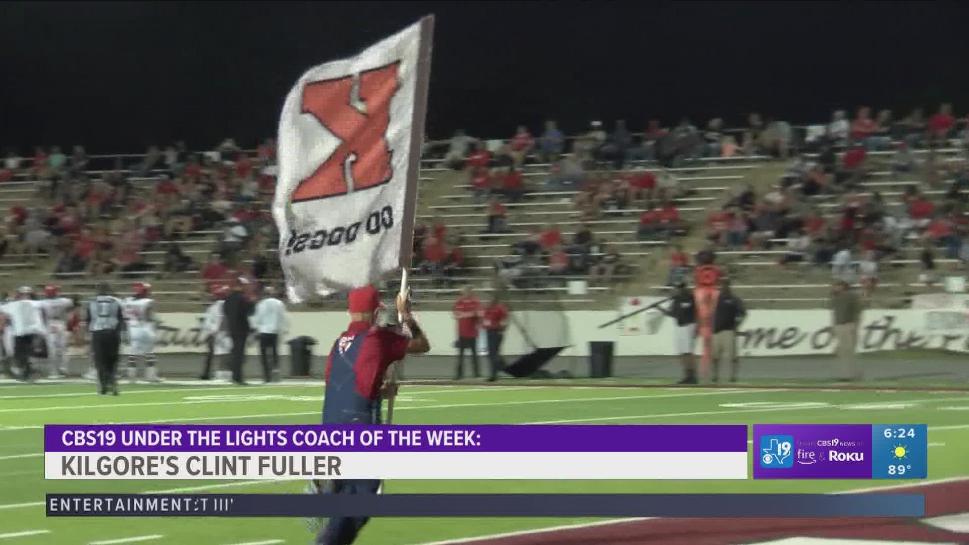 The Kilgore Bulldogs started Division I District 9-4A play in the win column, earning head coach Clint Fuller CBS19 Coach of the Week