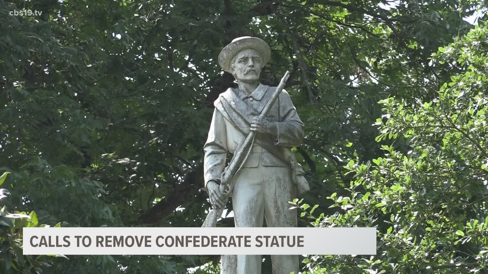 Ahead of a vote by county commissioners, two dozen people explained why they want to see that statue on the courthouse grounds removed