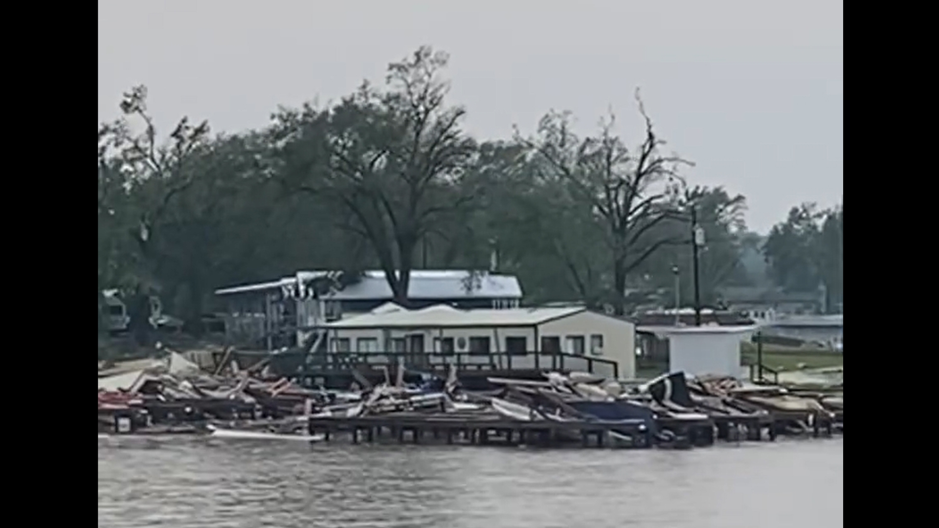 Damage at Lake Palestine marina following Thursday night's storms