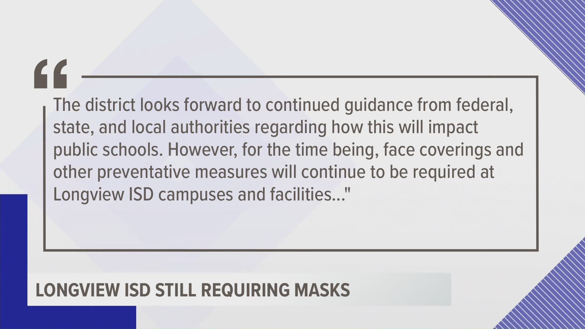 Following Gov. Abbott's announcement to lift the statewide mask mandate, some East Texas school districts and colleges will continue to require face-coverings.