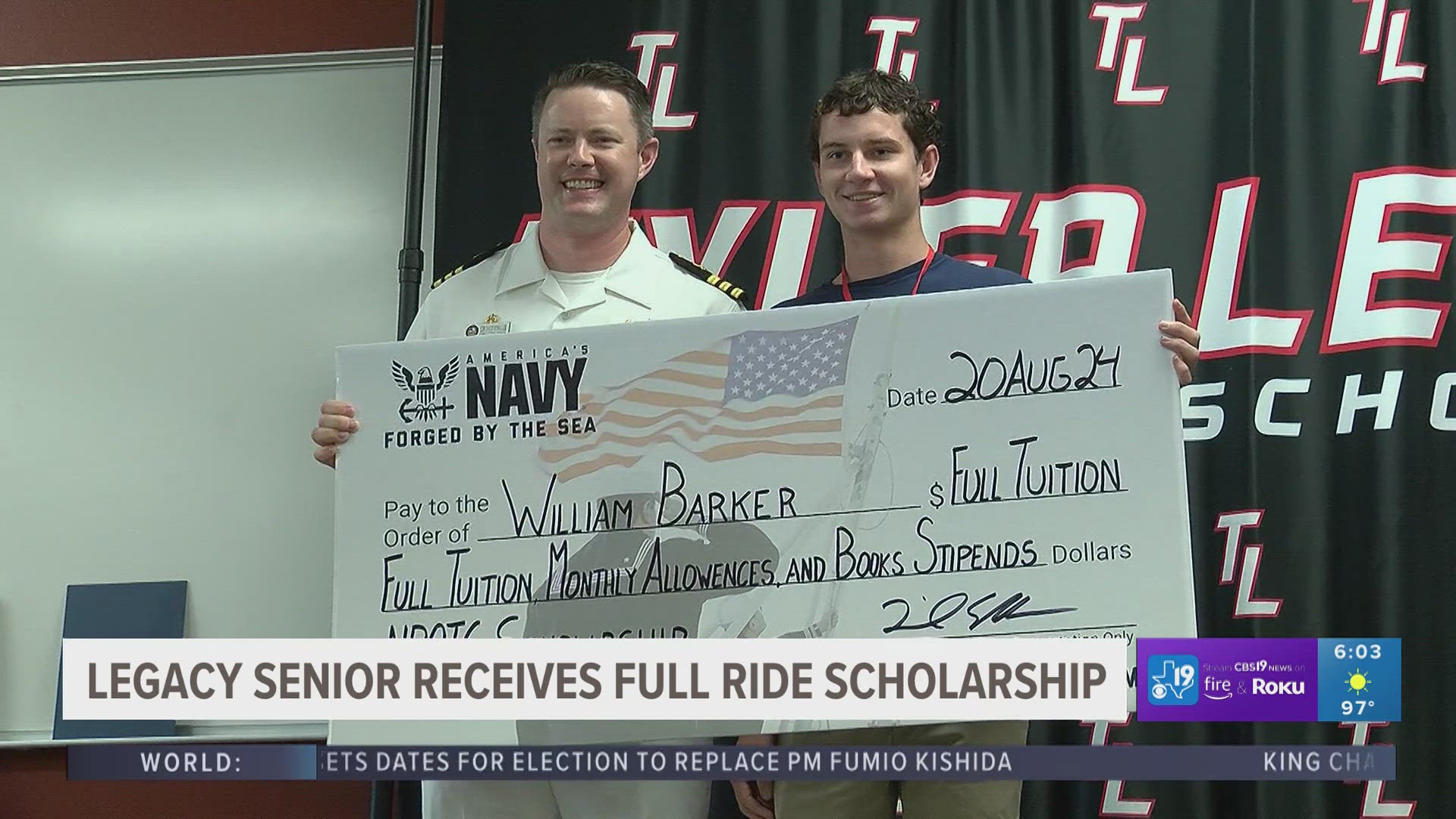 Tyler Legacy senior wins full-ride Navy ROTC scholarship