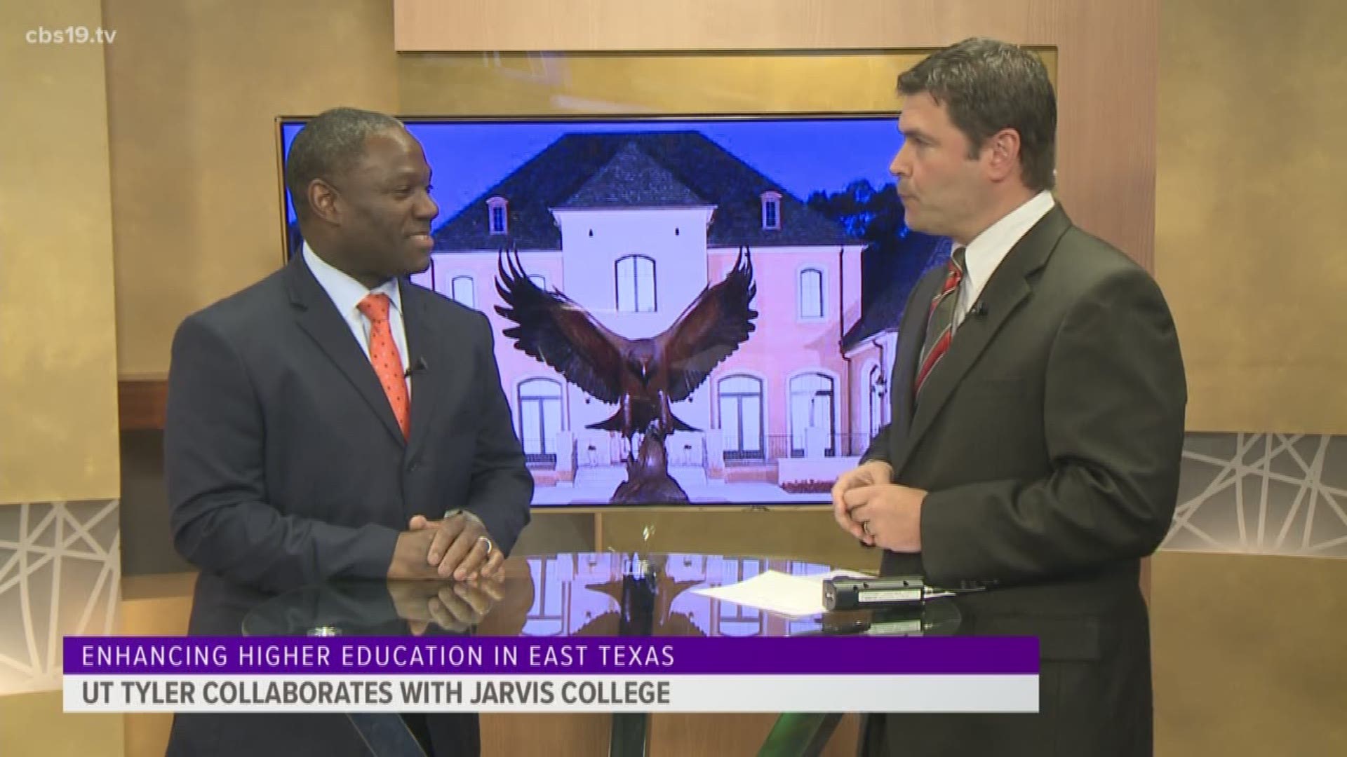 Bryan talks to UT Tyler President, Dr. Michael V. Tidwell about the Memorandum of Understanding with Jarvis Christian College to improve degree pathways for students.