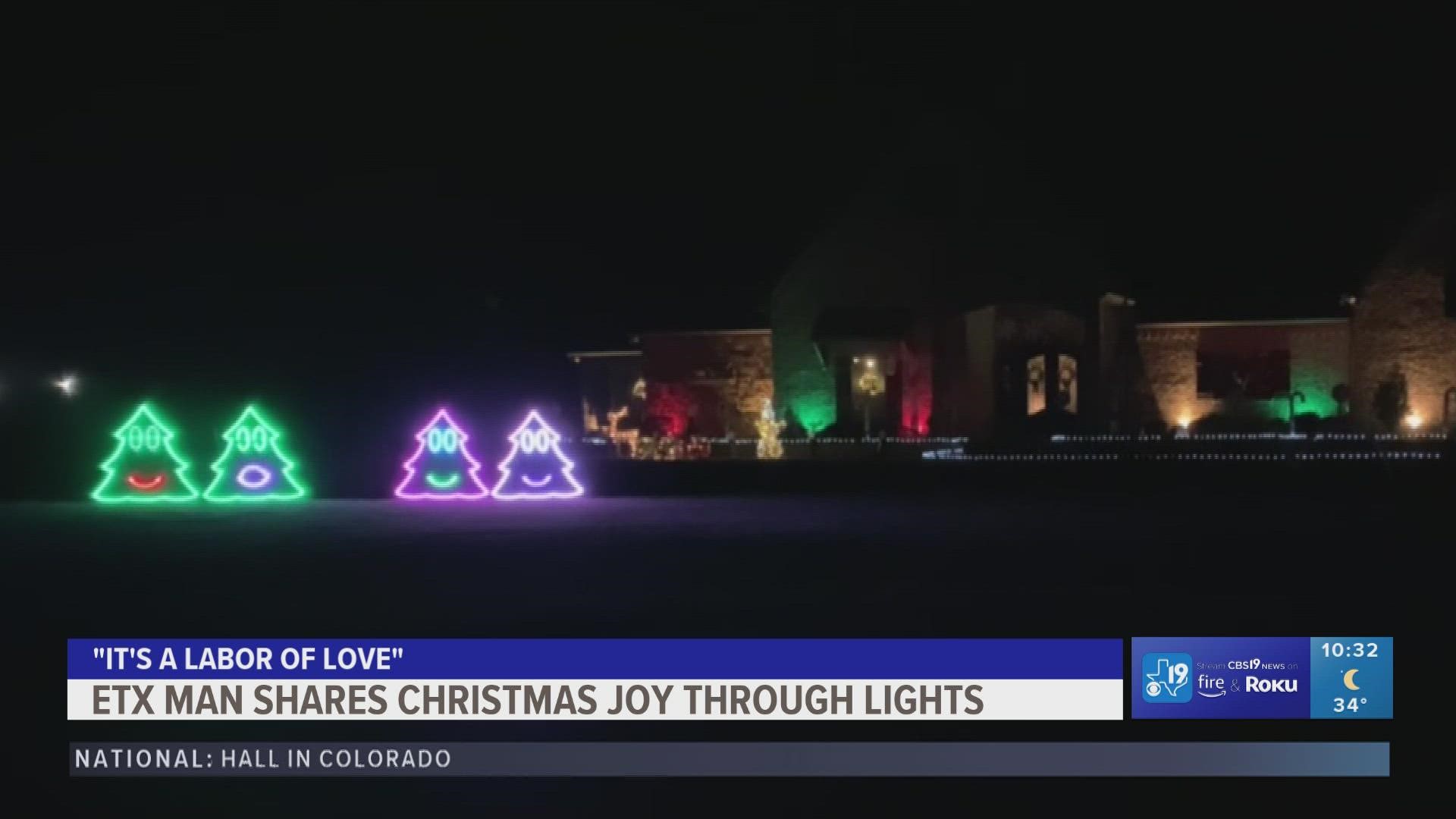 East Texas man spreads Christmas joy through a light show.