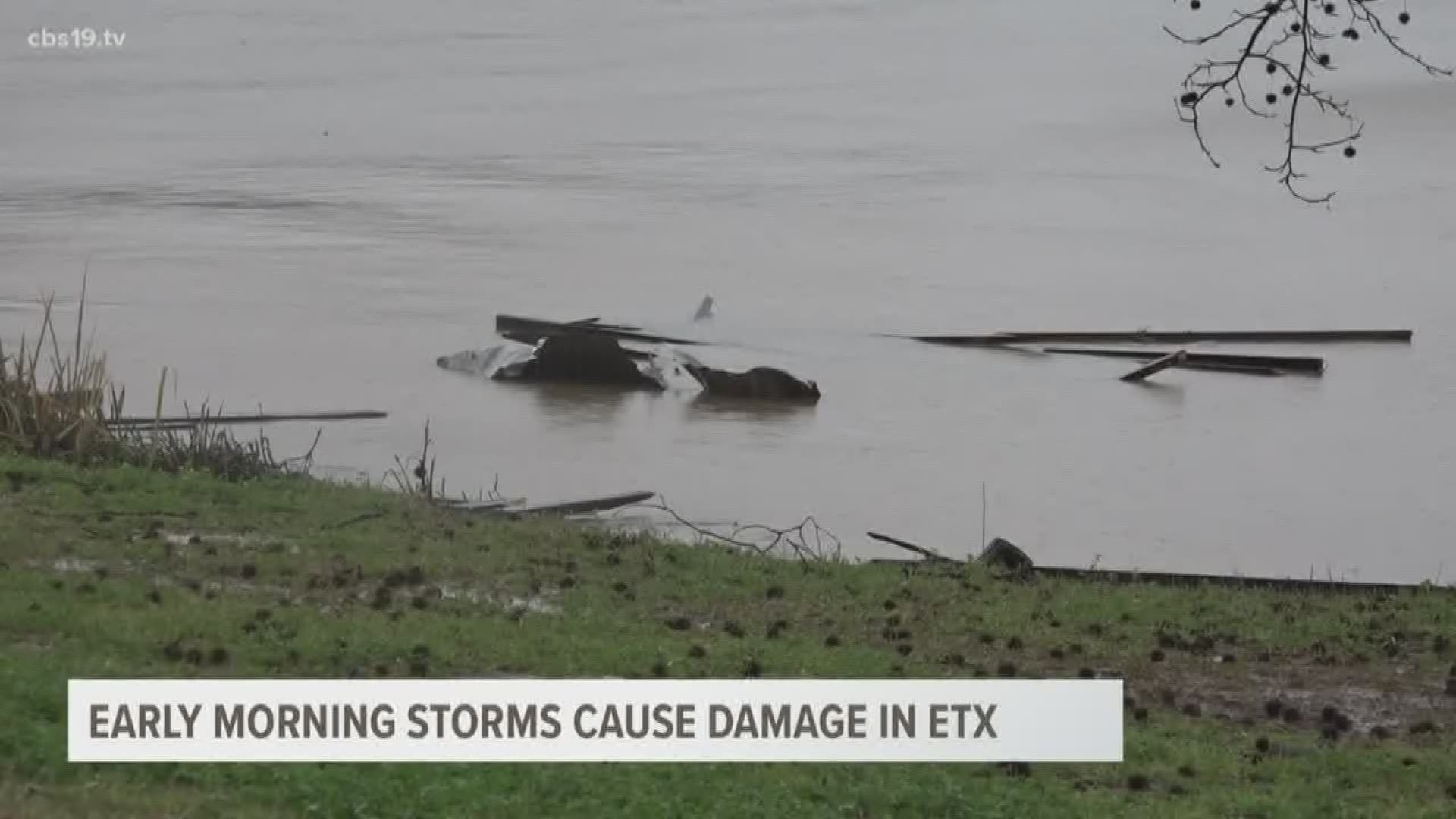 Storms blew into East Texas Wednesday morning leaving behind a path of destruction from downed trees to power outages. Fortunately, there are no reports of injuries.