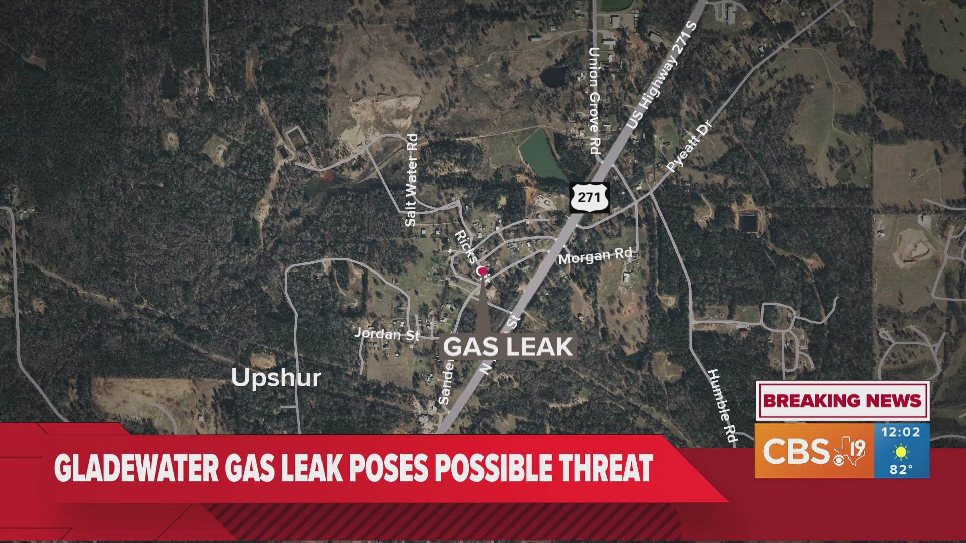 According to the GPD, the leak is in the area near Ricks Circle. Police say it poses a possible threat to homes and businesses in the area.