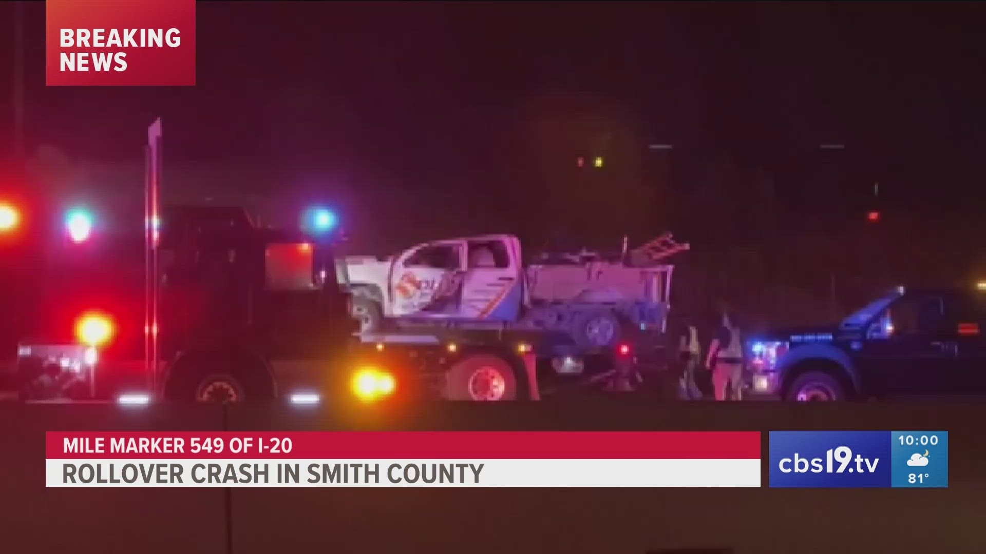 DPS: 4 people ejected from truck after crash on I-20 in Smith County hospitalized