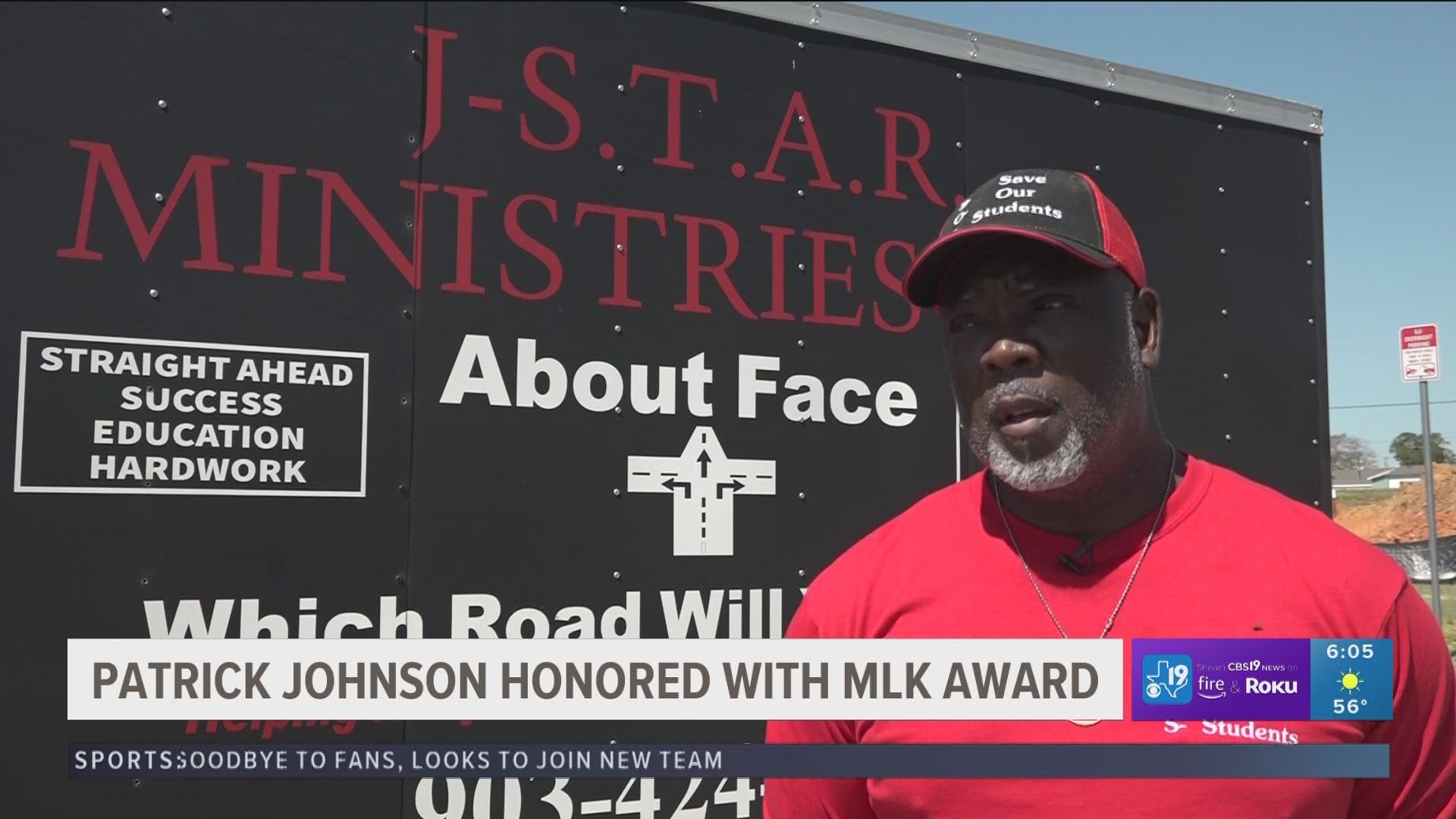 Patrick Johnson of JSTAR Ministries is being honored with the Rev. Dr. Martin Luther King Humanitarian Award in Longview
