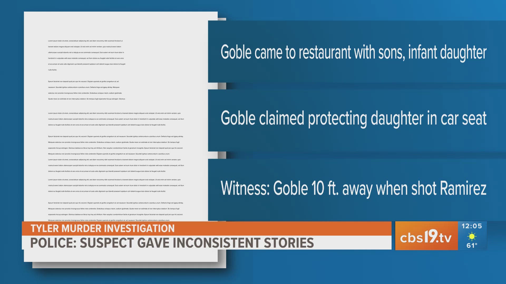 Heriberto "Eddie" Ramirez was too far away from Scottie Goble at that point to grab Goble or the car seat, police said in the affidavit.