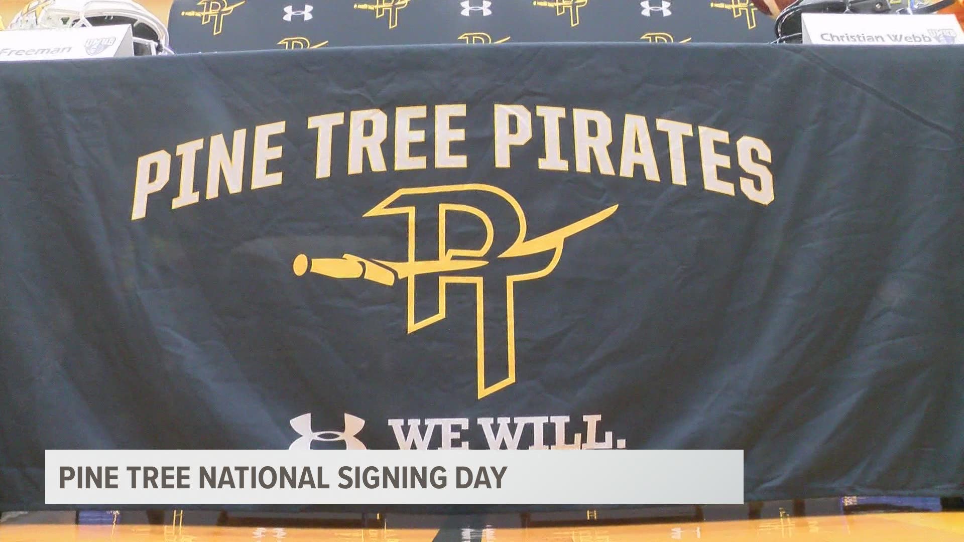 Two Pine Tree Pirates are off to the next level. D.J. Freeman and Christian Webb are taking their talented to Division III powerhouse Mary-Hardin Baylor.