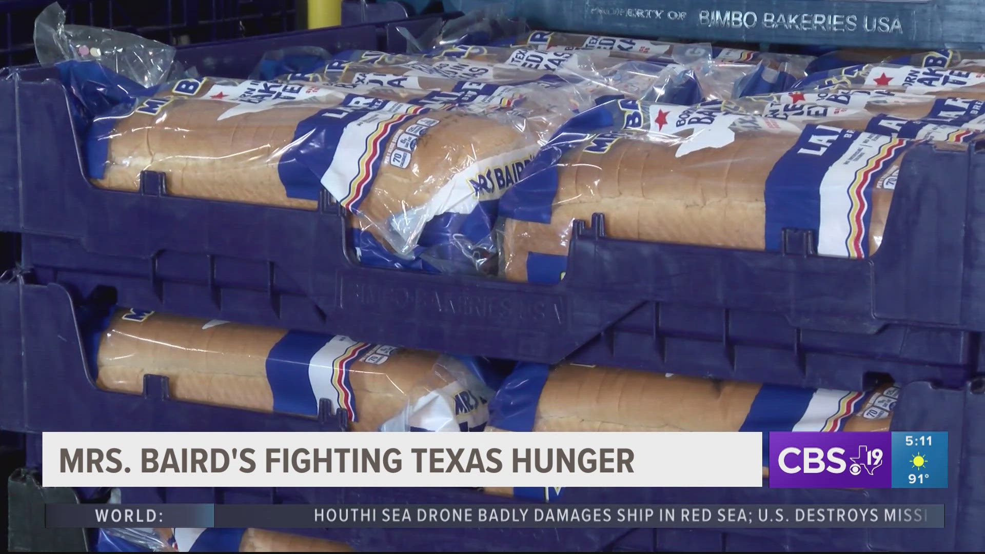 Mrs. Baird's donating bread to East Texas Food Bank as part of Fighting Texas Hunger campaign