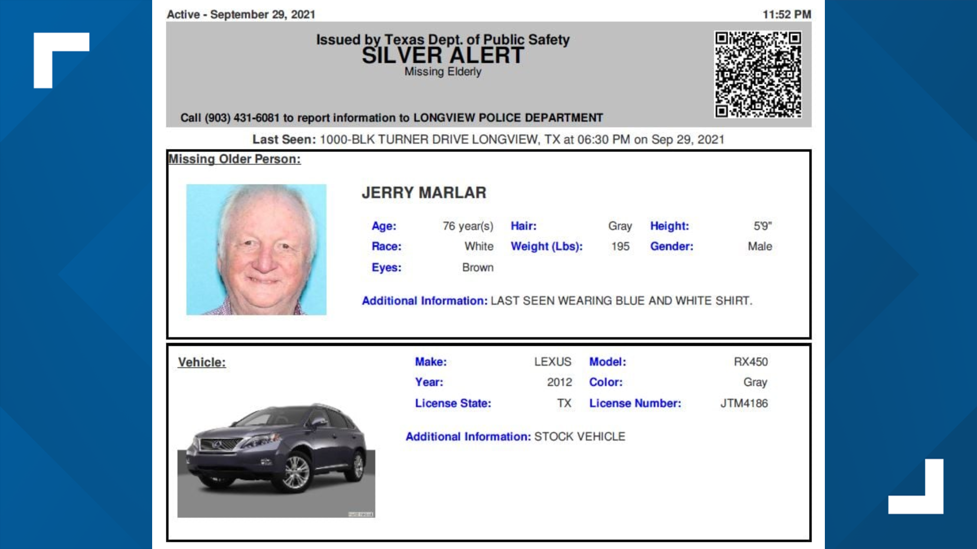 Silver Alert Issued For Missing Longview Man Cbs19 Tv