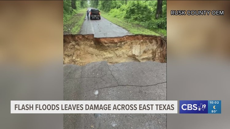 Flash floods cause multiple road closures, damage across East Texas