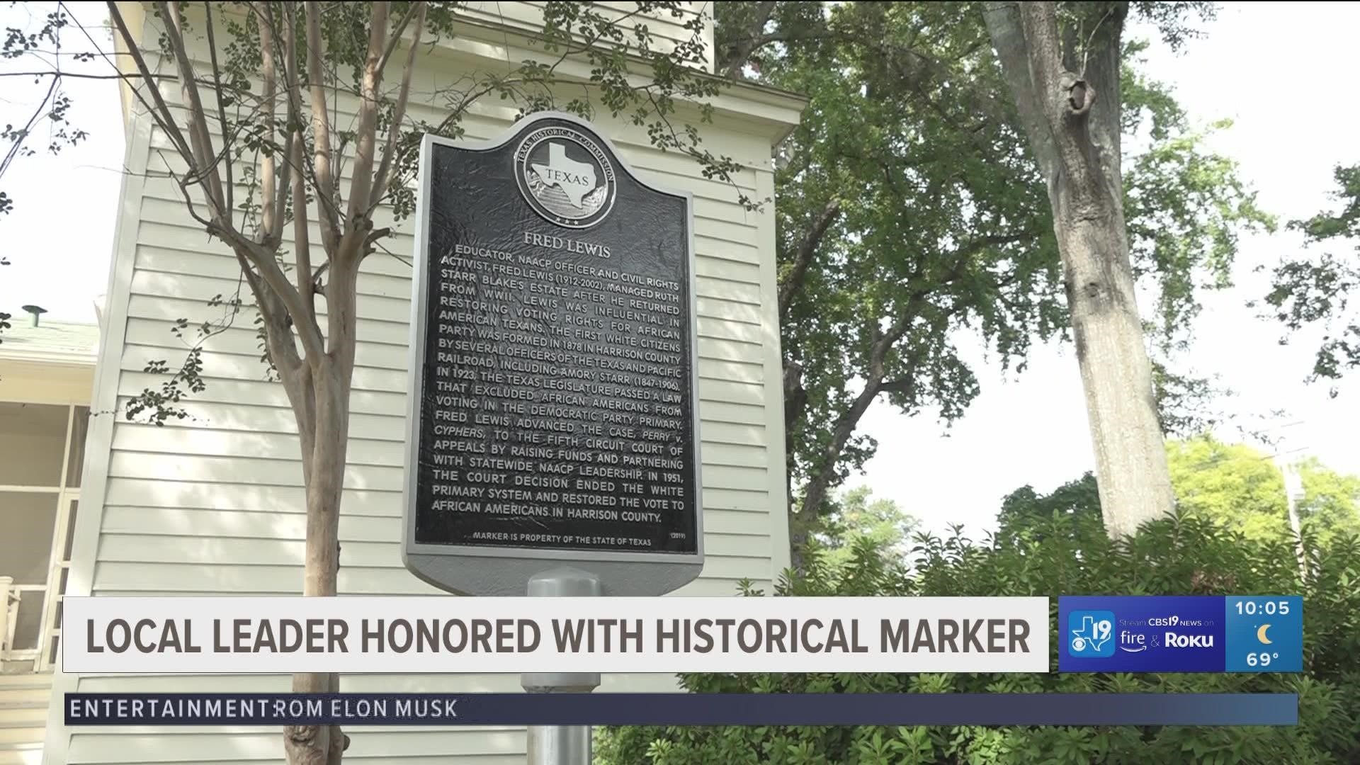 A new historical marker in Marshall, Texas celebrates a local civil rights leader and his legacy of fighting for the African American community.