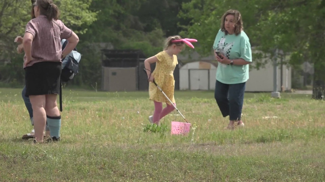 Children with visual impairment join accessible Easter egg hunt in ...