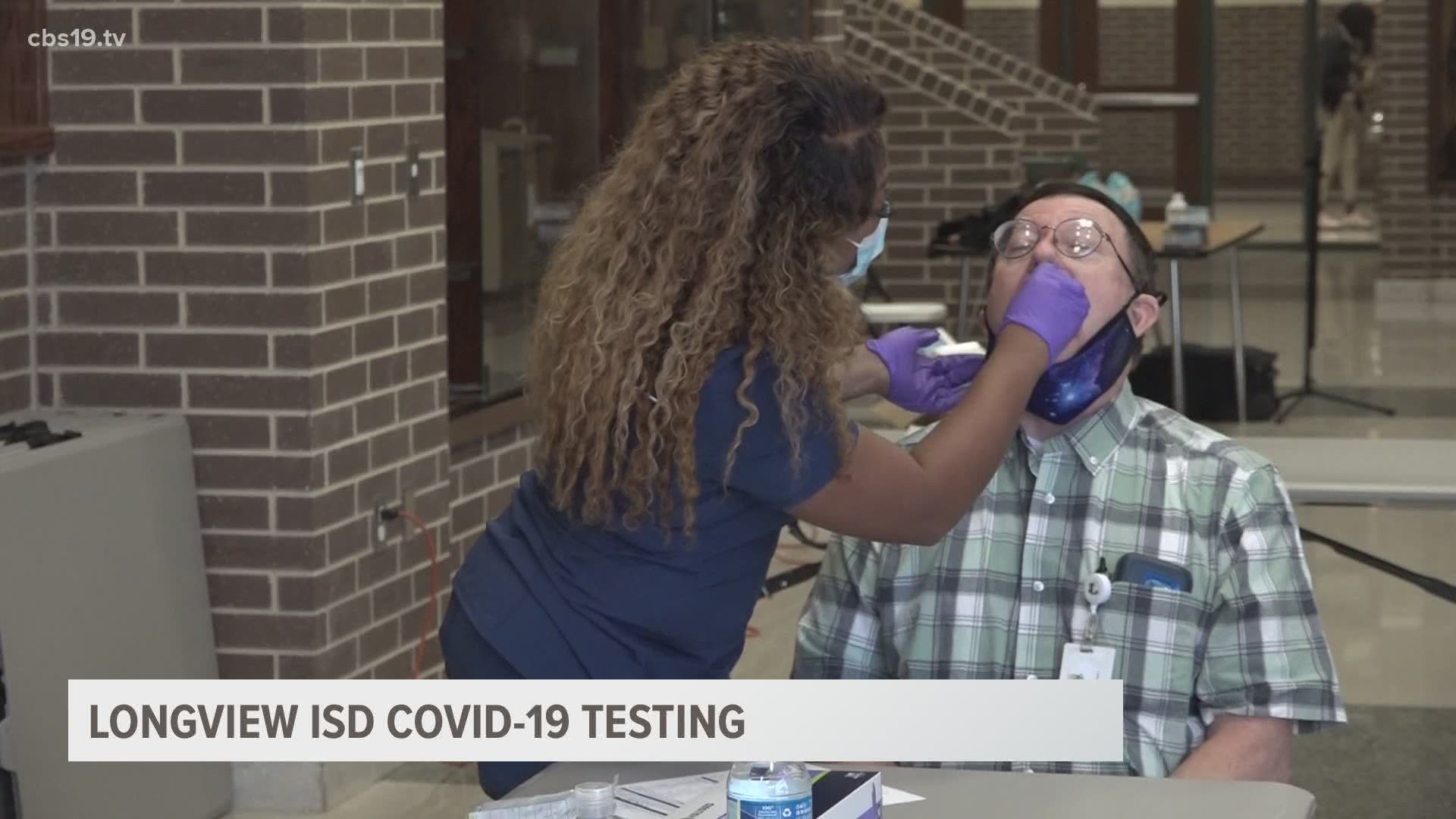 On Wednesday Longview ISD began voluntary testing of COVID-19 for students and staff at Longview High School.