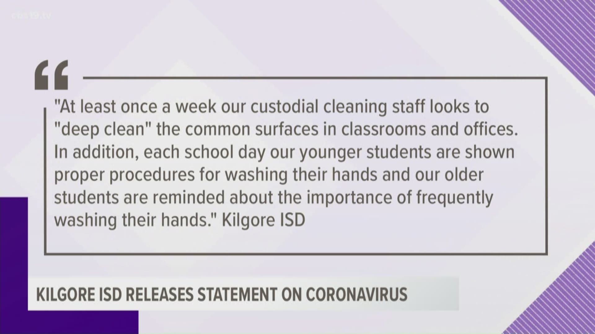 The district is urging students to wash hands with concerns about the Coronavirus.