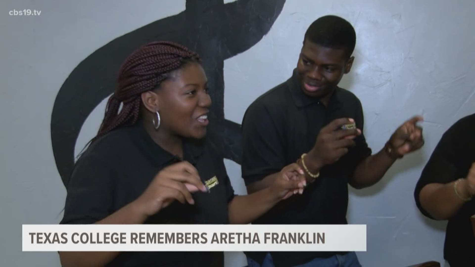 Students in the Texas College choir sang Aretha Franklin songs.