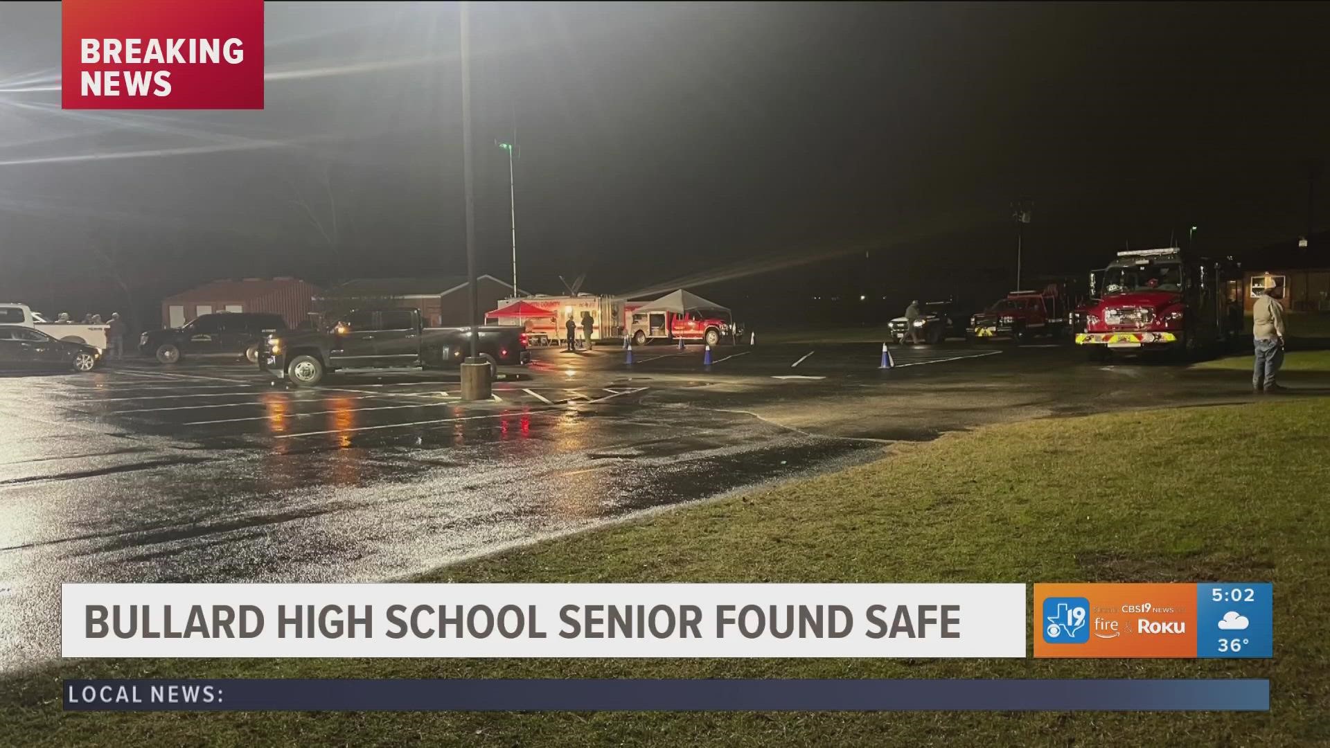 According to Bullard Police Department Chief Jeff Bragg, the 18-year-old was found just north of Bullard early Friday morning.