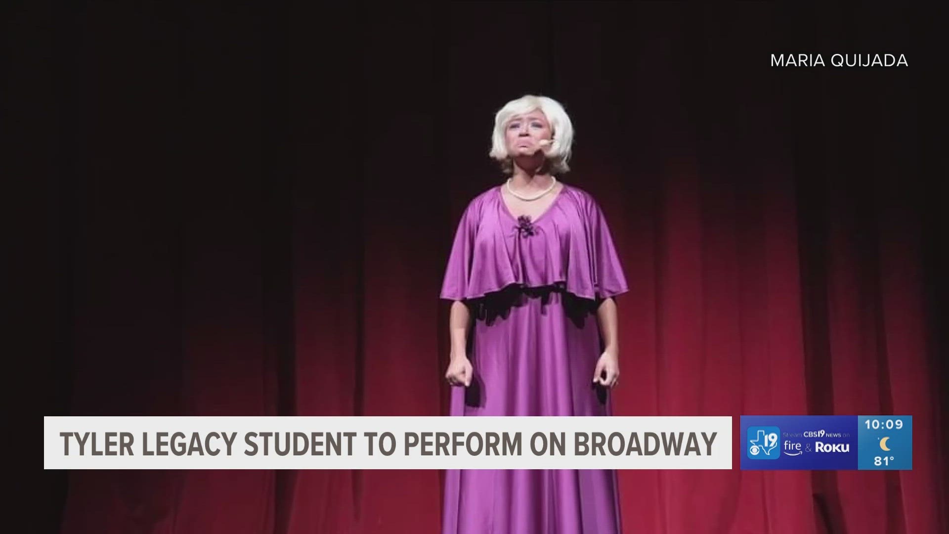 Fabiola Caraballo Quijara was named outstanding lead performer by Broadway Dallas. Now, she's hoping on a plane to perform at the Jimmy Awards in New York City.