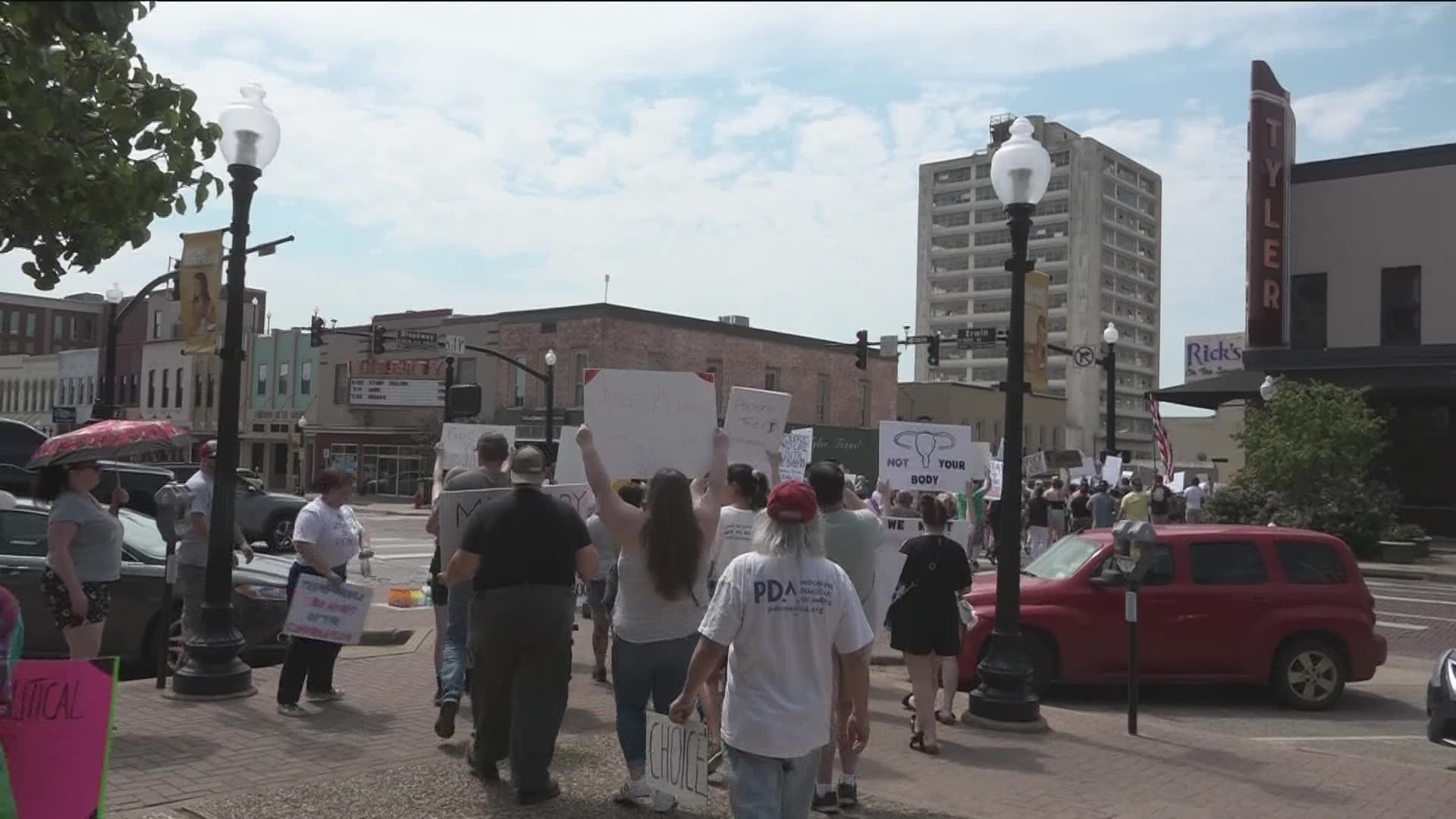 Hundreds gather to protest in downtown Tyler after Roe v. Wade overturn