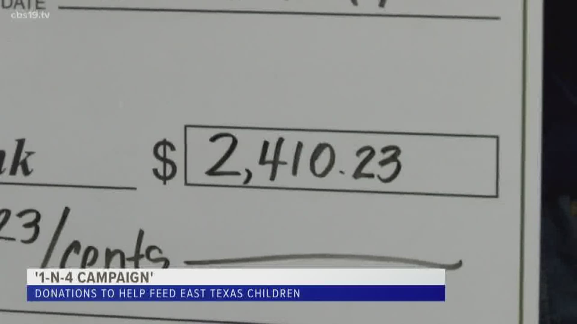 The 1-N-4 campaign helped to raise nearly $2,500 to East Texas children in need.